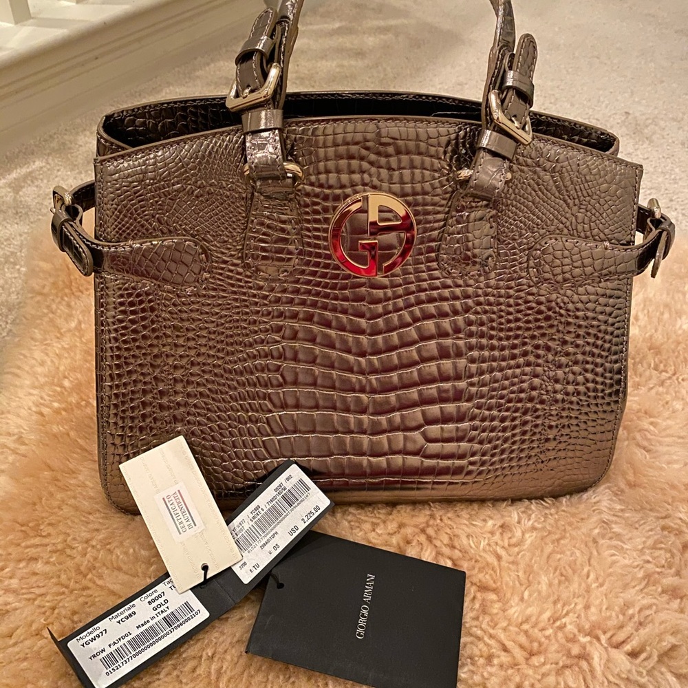 Giorgio Armani Calf Leather handbag gold
